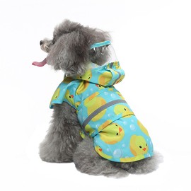 IOICYBF Dog Raincoat Hooded, Reflective Dog Slicker Poncho Adjustable Waterproof Lightweight Rain Jacket for Dogs,Duck,M