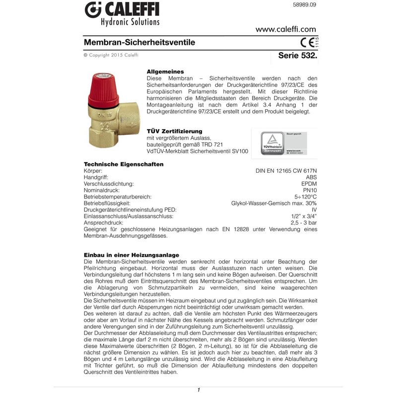 Caleffi 532043 Membrane Safety Valve, Other