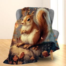 Ti Caldi Cute Cartoon Squirrel Blanket, Soft Fuzzy Lightweight Animal Flannel Throw Blanket Perfect for Couch, Bed, Travel & Outdoor Use, Warm Fluffy Cozy Decor Blankets for Adults Kids 60×50 in