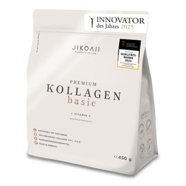 JIKOAII Premium Collagen Powder Basic – 450 g – Collagen Hydrolsate – Type 1 2 3 with Vitamin C – for Skin, Hair, Nails, Bones & Cartilage – Tasteless & Lump-Free – Made in Germany