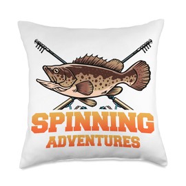Angler, Fischer, Angel Fish Fish Outifts And Gifts Angel, Angler Fisherman Outfit Bass Fishing Throw Pillow, 18x18, Multicolor