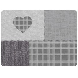 Set of 6 Patchwork Heart Placemat Set, Cork Backed Tartan Placemats, & Kitchen Protector Mats for daily use or Decoration, Heat-Resistant Coating & Cork Board Base Cork Placemats, Christmas Placemats