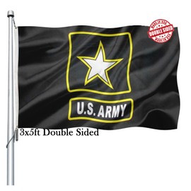 US Army Flag 3x5 Outdoor Double Sided- Heavy Duty United States Army Military Flags -American Black Star Army Flags Banner with 2 Brass Grommets 4 Rows Stitched