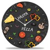 GRAVURZEILE Wooden Wall Clock Pizza & Pasta, 100% Silent, No