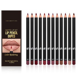 KARLOR Set of 12 Matte Lip Liners in Nude Red Brown Pink Waterproof Long Lasting Lip Liner