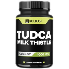 WELBUDA 1000mg Tudca Supplement with Milk Thistle Extract - 60 Vegan Capsules - Support for Immune System, Digestion Health, Body Purification & Brain Health