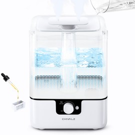 CHIVALZ 6L Humidifiers for Bedroom Large Room Home, Cool Mist Top Fill Humidifiers for Baby Nursery and Plants, 26dB Quiet, Nightlight, Up to 50 Hours, Oil Diffuser White with Polka Dots