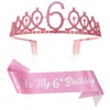 Dimetey 6th Birthday Crown & Sash Set,6th Birthday Decorations and