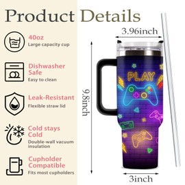 Undergo Gaming Gifts Boys, Gamer Gifts for Men, Birthday Gifts for Gamers, 40oz Gamer Coffee Cups Tumbler, Gaming Mugs