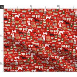Spoonflower Fabric - Christmas Dogs Cute Breeds Best Printed on Petal Signature Cotton Fabric by The Yard - Sewing Quilting Apparel Crafts Decor