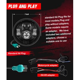 New 7" LED Headlight 4.5" Auxiliary Fog lights Kit for Motorcycle Accessories Compatible With Harley Street Glide Electra Ultra Classic Road King Heritage Softail Tri Fatboy-Black