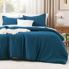 Litanika Teal Comforter King Size, 3 Pieces Turquoise Lightweight Solid Bedding Comforter Set, All Season Fluffy Bed Set (104x90In Comforter & 2 Pillowcases)