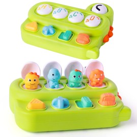 Cause and Effect Toy for Toddlers Age 1 2 3, Pop Up Dinosaur Toy Sensory Early Learning Toy for Baby 6-12 Months Fine Motor Skills Toy for Boy Girl 6 12 18 Months