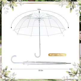 Dansydaisy 2 Pcs Clear Bubble Umbrellas 52 Inch Large Transparent Wedding Umbrellas Windproof Dome Umbrella with j Hook Handle For Wedding Bridal Parties Graduation and Outdoor Events