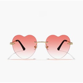 WDZAYXC Minimalist Frameless Heart Shaped Sunglasses, Cute and Fashionable Glasses, light red
