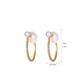 Large Pearl Rhinestone Crystal Hoop Earrings for Women,Gold Silver Cubic Zirconia Statement Hoop Earrings Party Holiday Jewelry Gifts (Gold)
