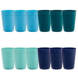 US Acrylic Newport 10 ounce Unbreakable Plastic Stackable Juice Tumblers in Coastal Colors | Set of 12 Drinking Cups | Reusable, BPA-free, Made in the USA, Top-rack Dishwasher and Microwave Safe