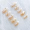 [GLORS] Luxury Pearl Press-on Nails, Medium Ballerina Shape, Gold Accented