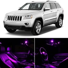 LEDpartsNow Interior LED Lights Replacement for Jeep Grand Cherokee 2011-2014 FUCHSIA Purple Accessories Package Kit (11 Pieces)