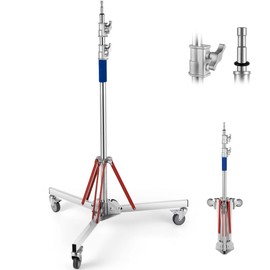 Heavy Duty Light Stand C Stand with Casters,Adjustable Tripod Stand with 100% Stainless Steel, Photography Wheeled Base Stand for Studio Monolight,Softbox, Reflector, Max Height: 10ft/305cm