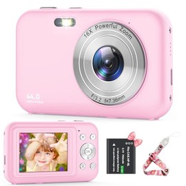 Digital Camera 44MP 1080P for Children, Teenagers, Beginners, Boys, Girls (Pink)