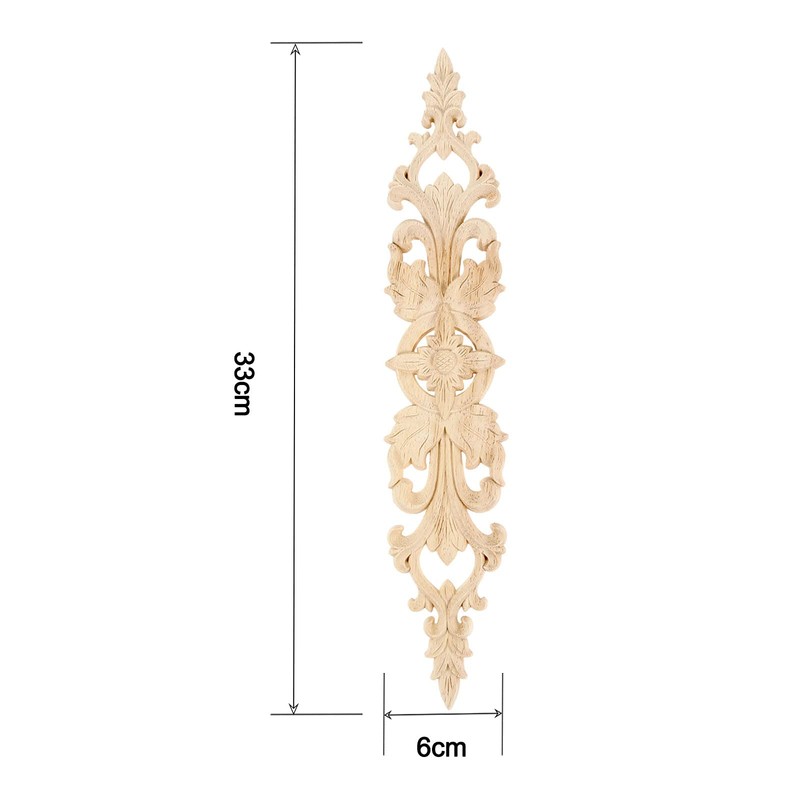MUXSAM Unpainted Wood Oak Carved Wave Flower Pattern Onlay Decal