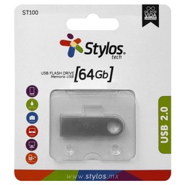 PSA COMPUTO Y PAPELERIA KIT10 Memoria USB Stylos 2.0 64gb Metálica Plata (*STMUSB4B*) Cuenta con múltiples interfaces Super Comodo, Delgado y recistente diseño Super Compacto.