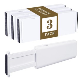 3 Pack Drawer Dividers Adjustable 28.5-44 cm Drawer Organiser Drawer Divider for Kitchen Chest of Drawers White
