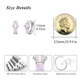 Opal Anchor Earrings Women's 925 Sterling Silver Hoop Earrings Opal Anchor Small Huggie Hoop Earrings Anchor Jewellery Gifts for Women Girls, Sterling Silver, Opal