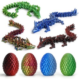 BYYNNE 4PCS 3D Printed Dragon Eggs with Dragon Inside, Articulated Crystal 3D Dragons Toys – Fantasy Tabletop Decor, Mini Dragons Eggs Set Cool Stuff Fun Gifts for Kids & Adults (4 PCS-B)