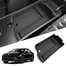 SKTU for 2024 2025 Hyundai Sonata Center Console Organizer 2024 2025 Hyundai Sonata Console Tray Armrest Secondary Storage Box Hyundai Sonata 2024 2025 Accessories with Coin Holder (Black)
