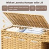 Heybly Laundry Hamper with Wheels, 180L Rattan Wicker Laundry Basket