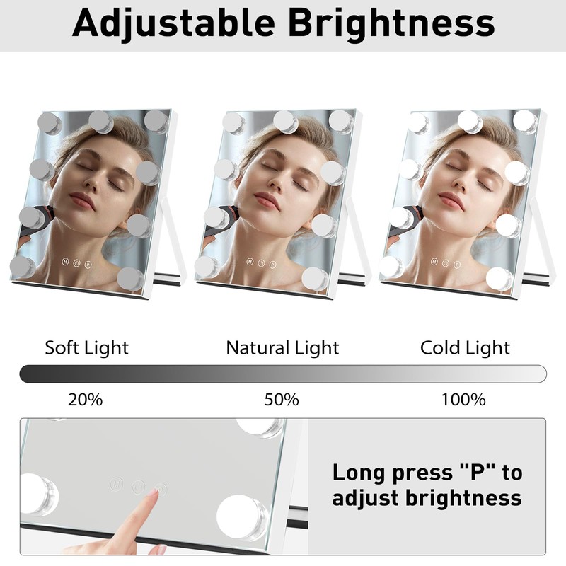 HOMPEN Vanity Mirror with Lights, Touch Control Makeup Mirror with