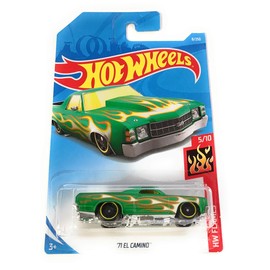Hot Wheels 2019 Die-Cast Mainline Hw Flames - '71 El Camino [Green w/Flames] - International Card!