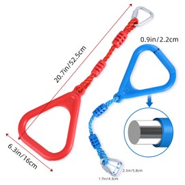 4 Colorful Ninja Rings, Gymnastic Rings Trapeze Swing Bar Ring with Triangle Handle for Home Gym Playground Ninja Warrior Obstacle Course Training Workout