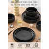 FOBENTA Modern Plates and Bowls Set for 6,18 Piece Black