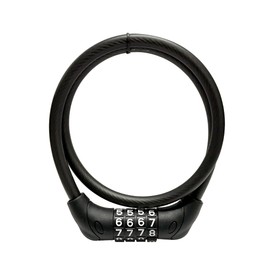 Top My Set Dial Wire Lock, Thickness 0.3 x Length 23.6 inches (8 mm) x Length 23.6 inches (600 mm), Black, BK, Black, Bicycle Lock, Key, 4 Digit Number