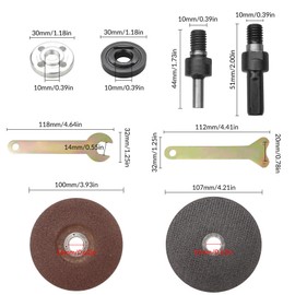 YEYIT 10Pcs Accessories for Angle Grinder Hand Drill Conversion Connecting Rod Grinder Angle Grinder Spanner Flange Nut Cutting Discs Metal Grinding Discs Grinder Tightening Devices Power Tools