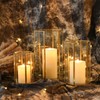 Glass Hurricane Candle Holder, Set of 3 Large Clear Hexagon