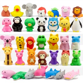Gomimeor Animal Erasers for Kids, 35 Pcs Cute Pencil Erasers Bulk, Puzzle Eraser for Classroom Prizes School Supplies