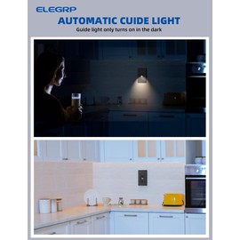ELEGRP GFCI Outlet w/Nightlight, 15 Amp Self-Test GFI Electrical Outlet, Thinner Design, Tamper Resistant GFCI Receptacle, Ground Fault Receptacle w/Wall Plate, UL Listed, Matte Black, 6 Pack