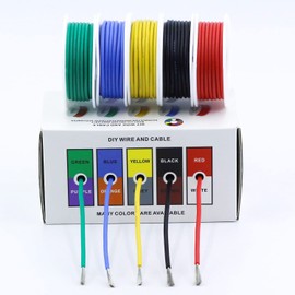 Cable eléctrico trenzado de 16 AWG de calibre 16, cables de cobre estañado de silicona flexible, kit de cables eléctricos de conexión OD: 2,5 mm, 5 colores de 4 m cada uno, kit de cableado de