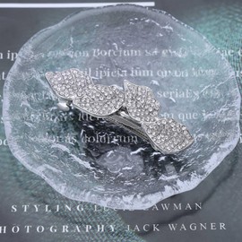 Zeshimb Boho Rhinestone Leaf Hair Clip Crystal Leaf Cluster Hairpin Barrette Silver Leaves Non-Slip Metal Geometric Hair Barrettes Wedding Headpiece Hair Styling Accessories for Women Girls