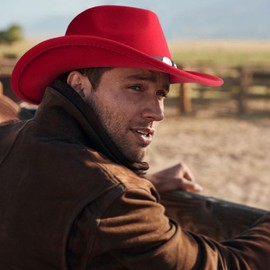 DRESHOW Women Men Classic Felt Wide Brim Western Cowboy & Cowgirl Cap Belt Buckle Retro Panama Hat Unisex Rolled up Caps