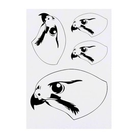 4 x 'Kestrel Head' Temporary Tattoos - Water Resistant, Skin-Safe, Non-Toxic Transfers, Mixed Sizes (TO00079720)