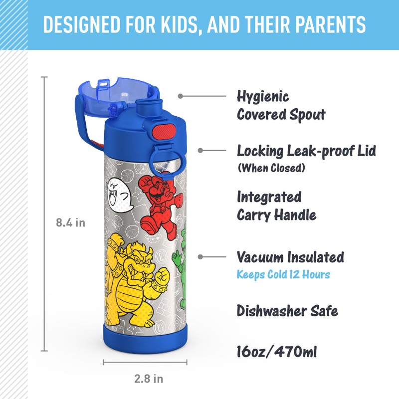 THERMOS FUNTAINER 16 Ounce Stainless Steel Vacuum Insulated Bottle with