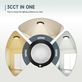 ECOELER 6Inch Motion Sensor LED Ceiling Light with Timer Countdown, 16W 1000Lm, 3 Colors in 1 (3000K/4000K/5000K), Occupancy Sensor Light Fixture for Doorway, Stairway, Corridor, Black