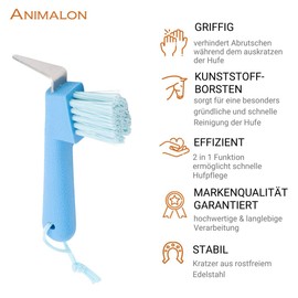 Animalon Children's Hoof Pick with Brush, Rustproof Pick, Ergonomic and Non-Slip Hoof Pick Kids, Blue Horse Hoof Pick, 2-in-1 Horse Hoof Pick for Children, Kids Hoof Pick in Blue