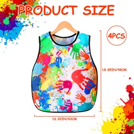 Children's Painting Apron - 4 Pieces Graffiti Apron Waterproof Painting Apron Painting Coat for Children from 100 cm to 130 cm Years Children Aprons for Crafts Painting School Art Painting Girls and