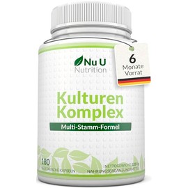 Organic Culture Complex Probiotics Intestinal Restoration - 180 Capsules - 6 Month Supply - High Dose Bacteria Cultures with Lactobacillus Acidophilus & Bifidobacterium - Nu U Nutrition